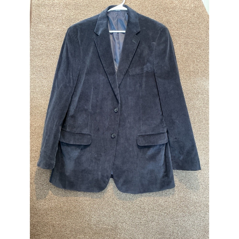 Saddlebred Black Corduroy‎ Blazer Sport Coat 44L Academic Preppy